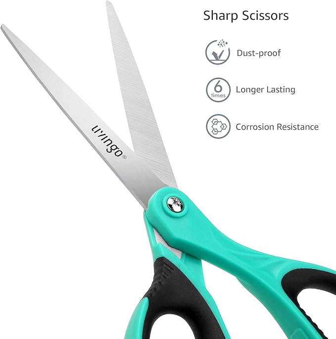 LIVINGO 8.5" Scissors All Purpose, 3 Pack Ultra Sharp Blade Shears, - Image 3