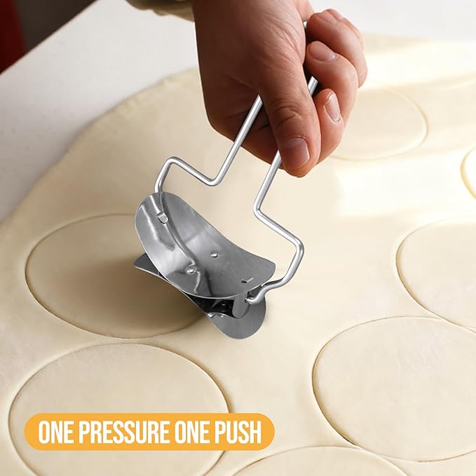 2 Pieces Stainless Steel Pastry Rolling Cutter Circle Dough Blade Roller - Image 3