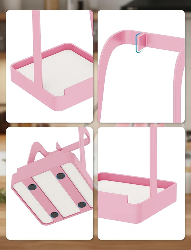 NiHome Kitchen Utensil Holder for Pot Lids & Spoons Pink Kitchen Accessories - Image 2