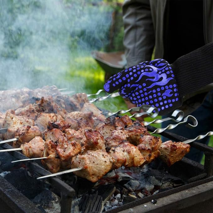 Comsmart BBQ Gloves, 1472F Heat Resistant Silicone Non-Slip Oven Mitts - Image 7