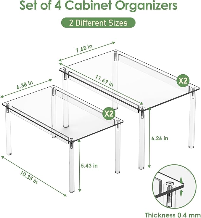 Delamu Clear Kitchen Cabinet Organizer, Stackable Cabinet Shelf - Image 5