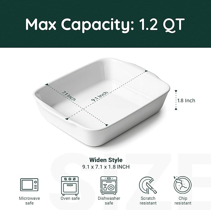 HOMBENE 1.2 QT Ceramic Baking Dish, Lasagna Pan - Image 2