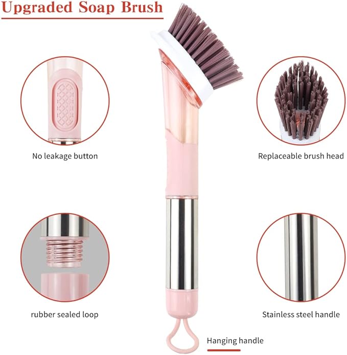 Dish Cleaning Brush, Soap Dispensing Dish Brush Set - Image 3