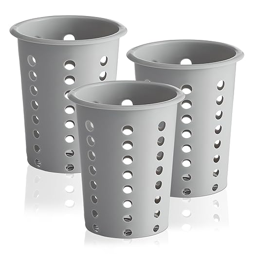 OCS Parts Perforated Utensil Drying Cups | Gray | Set of 3 | Plastic Flatware by OCSParts