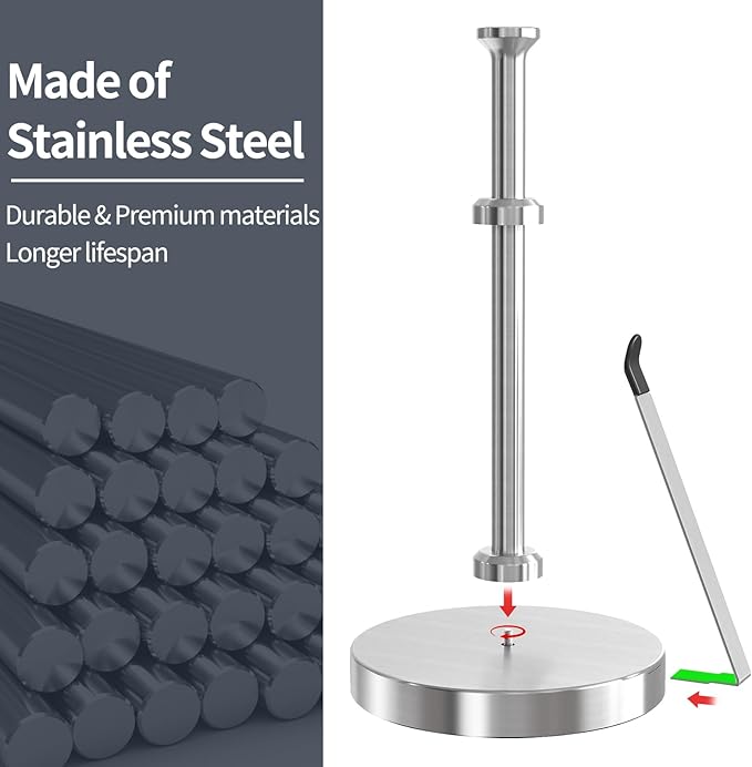 Jesginboo Brushed Nickel Paper Towel Holder - Image 7