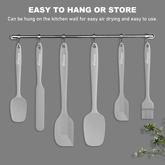 NileHome Silicone Spatula Set, 6 Pieces Food Grade Kitchen Utensils - Image 5