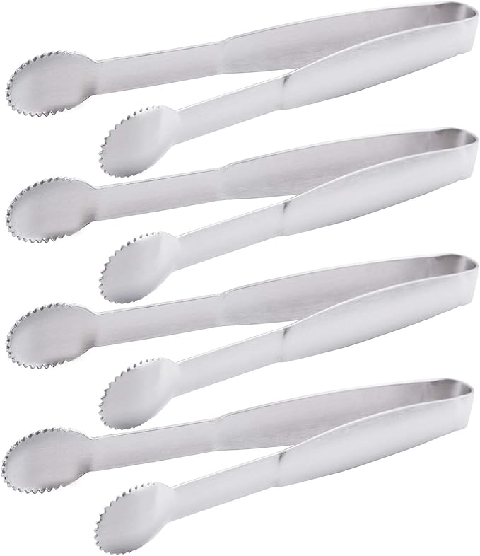 HINMAY Mini Tongs 5-3/4 Inch Stainless Steel Small Serving Tongs, Tiny Kitchen by HINMAY