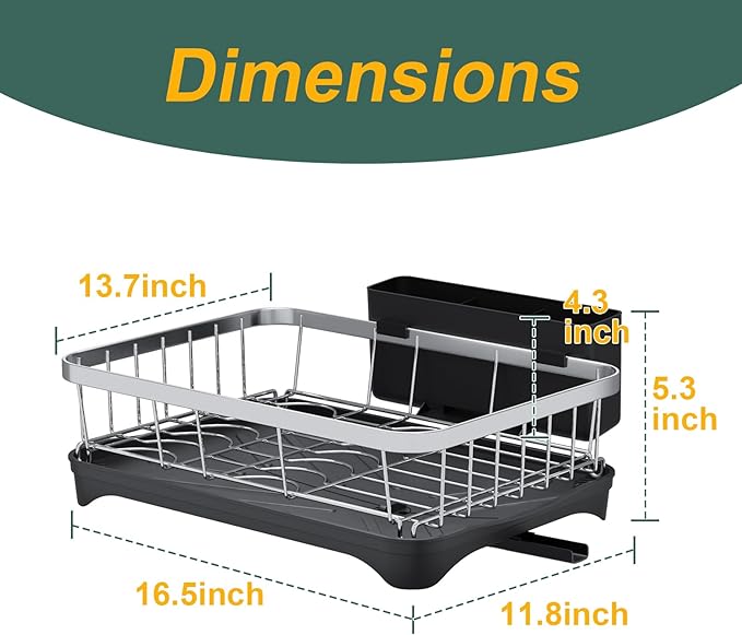 LIYI Dish Rack for Kitchen Counter, Stainless Steel Drying Rack, 304 Stainless - Image 7