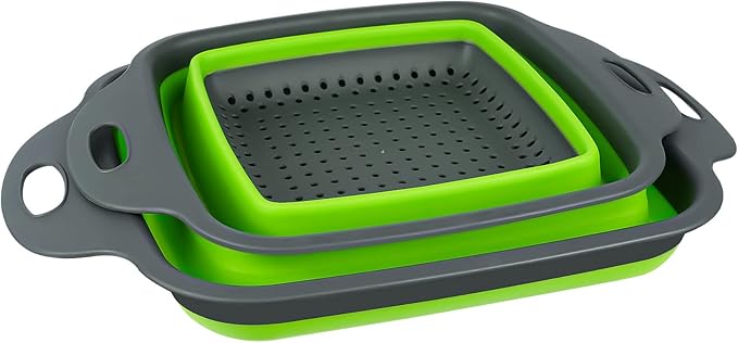AUAUY 2 PCS Collapsible Colander Set, Square Silicone Folding Colander - Image 9