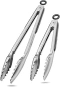 Cooking Tongs with Teeth, Premium Stainless Steel Kitchen Tongs Set of 2-9" and by Bnlcd