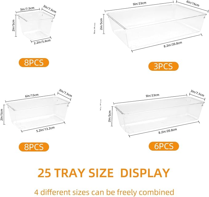 Clear Acrylic Drawer Organizers Set Storage - Image 2