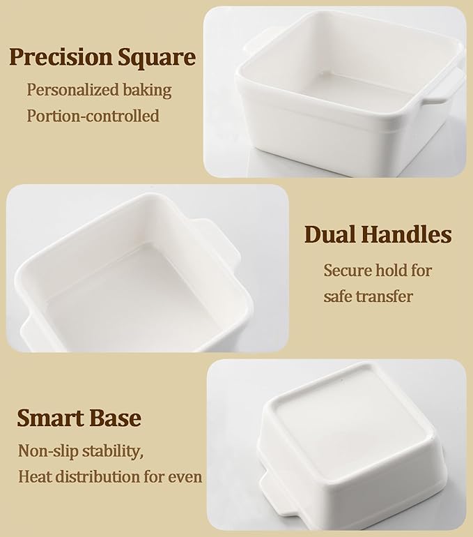 5x5 Small Baking Dish for Oven, 28 Oz Individual Ceramic Casserole Dish - Image 8