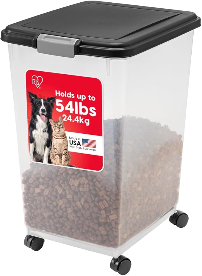 IRIS USA Airtight Dog Food Storage Container, Attachable Wheels, by IRISUSA
