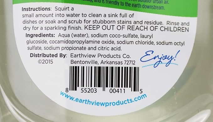 Fragrance Free, Free & Clear, Liquid Dish Soap, 12 Pk/ 24 oz (288 Fl Oz) |For Environmental Sensitivities (MCS, EI, free of MI, Sulfate, SLS) Sensitive Skin, Plant Based, Unscented