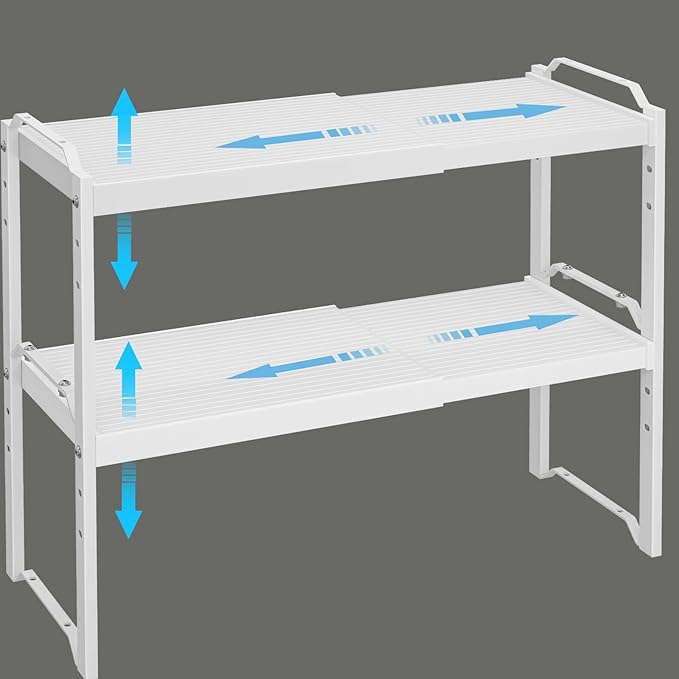 X-cosrack 2 Pack Expandable Kitchen Cabinet Shelf Organizer, Stackable by X-cosrack