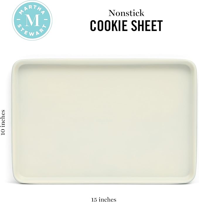 Martha Stewart Gallen 15 x 10 Inch Nonstick Carbon Steel Cookie Sheet – Teal - Image 2