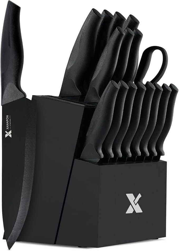 XANAPON 19-Piece Black Kitchen Knife Set by Xanapon