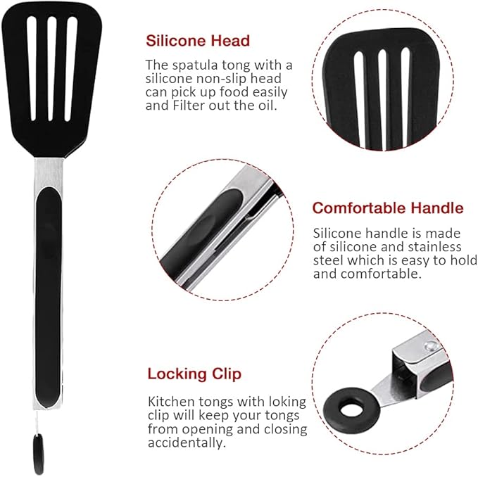 Mini Silicone Serving Tongs Set of 3, Small Kitchen Tongs - Image 4