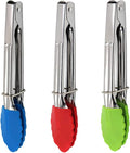 Mini Kitchen Tongs with Silicone Tips, 3-Piece Set, 7-Inch Non-Stick Small by JXJYZLN