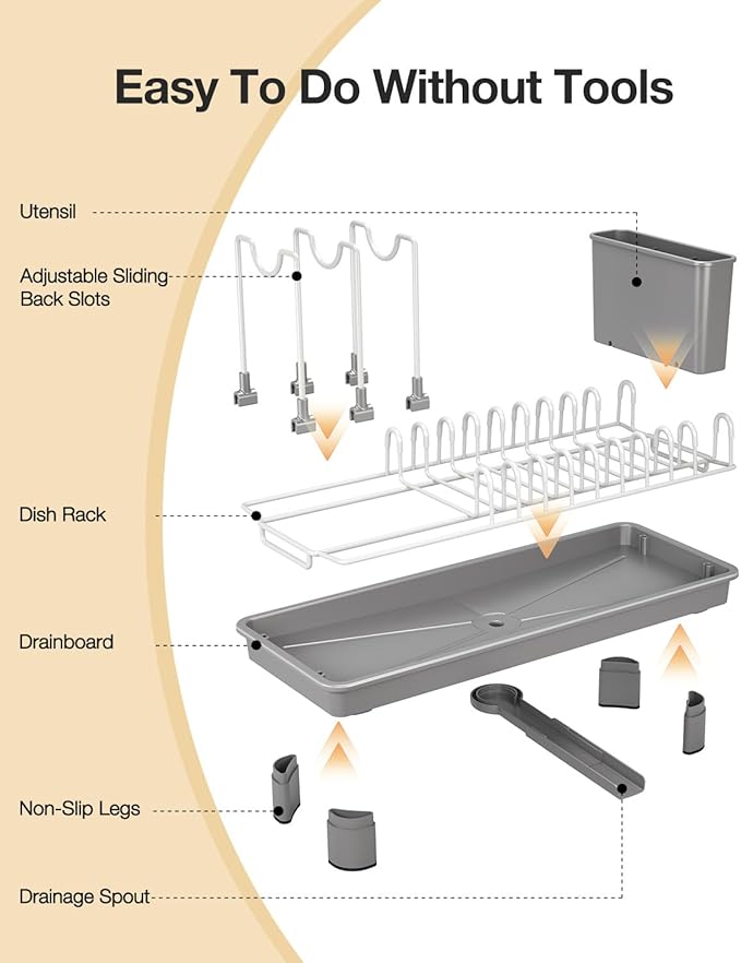 Dish Rack, Carbon Steel Small Dish Drying Rack Rustproof - Image 8