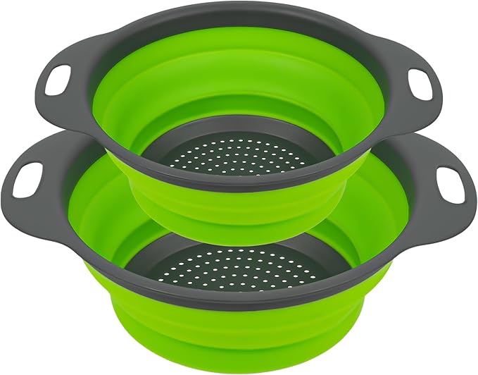 AUAUY 2 Pack Collapsible Colander Set, Round Silicone Folding Collapsible by AUAUY