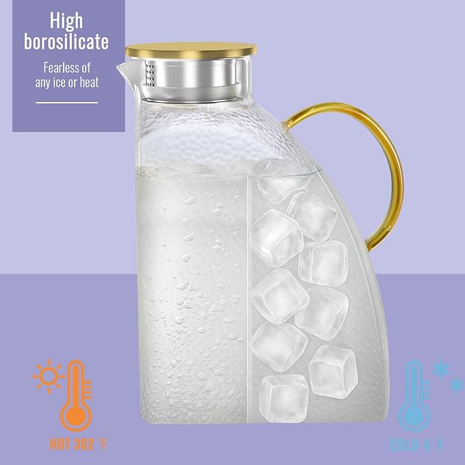 WARMSIMPLE Glass Pitcher With Lid, 1 Gallon Glass Water Pitcher - Image 5