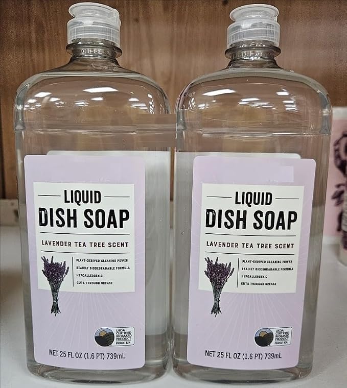 Generic Trader Joe’s Liquid Dish Soap Lavender Tea Tree Scent 25fl oz 739ml (Two Bottles)