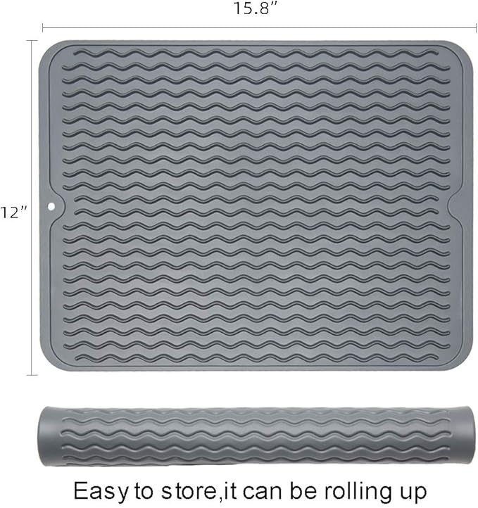 ZLR 2 Pcs Silicone Dish Drying Mat & Heat Resistant Trivet - Image 2
