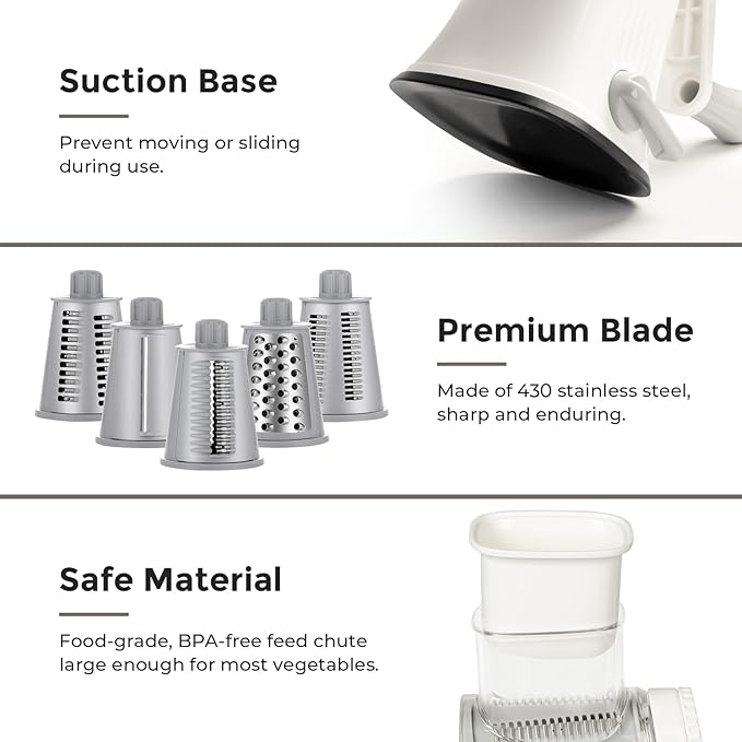 X Home 5-in-1 Rotary Cheese Grater - Image 5