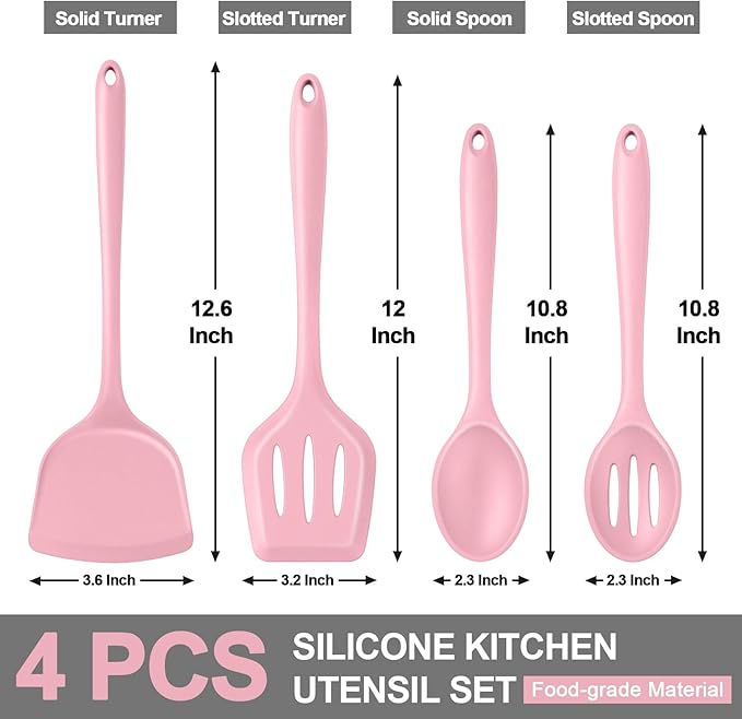 P&P CHEF Kitchen Utensil Set, 4 Pieces Non-stick Silicone Cooking Utensils - Image 2
