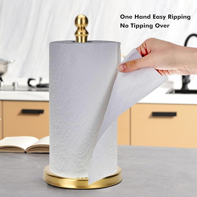 Gold Paper Towel Holder Countertop, Standing Paper Towel Roll Holder - Image 4