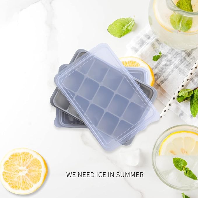 Ice Cube Trays Set of 2, Easy Release 15 Flexible Silicone Ice Cube Molds - Image 4