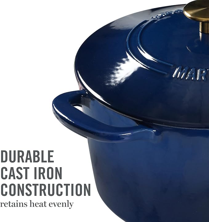 MARTHA STEWART Gatwick 7-Quart Enamel Cast Iron Dutch Oven Pot - Image 8