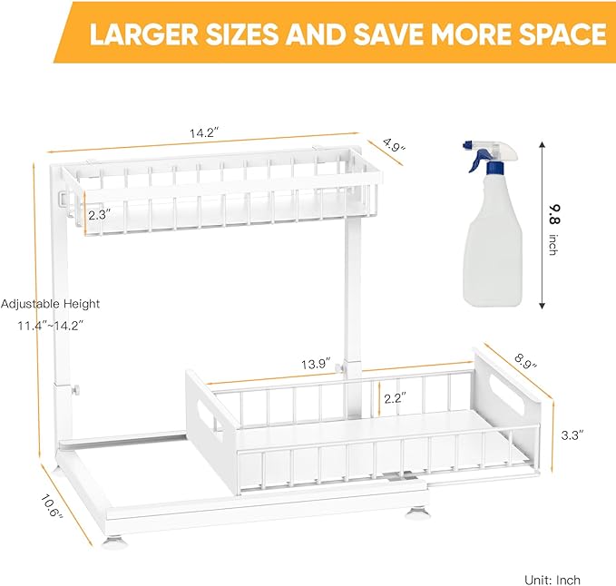 Saydear Under Sink Organizer Storage 2-Tier Premium Metal Pull-Out Kitchen - Image 7
