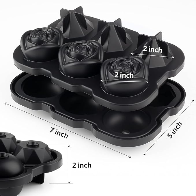 Ice Cube Tray, Mikiwon 2 inch Rose Ice Cube Trays - Image 2