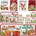 Fanfanwin 10 Pcs Christmas Gingerbread Man Kitchen Decor and Accessories Set Kitchen Towels Pot Holders Oven Mitts and Rugs for Baking Cooking BBQ Mom Housewarming Gifts