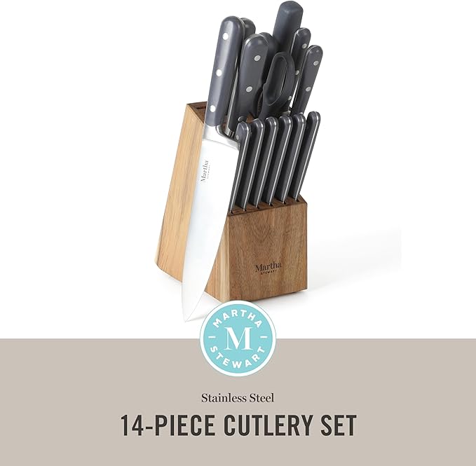 MARTHA STEWART Eastwalk 14 Piece High Carbon Stainless Steel Cutlery Knife - Image 2