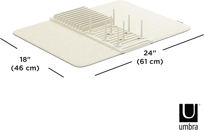 Umbra Udry Dish Rack with Movable Pegs and Microfiber Drying Mat – Space-Saving - Image 4