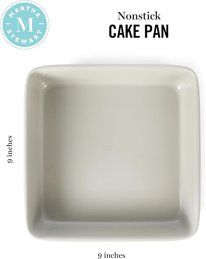Martha Stewart Gallen 9 Inch Square Nonstick Carbon Steel Cake Pan – Cool Grey - Image 2