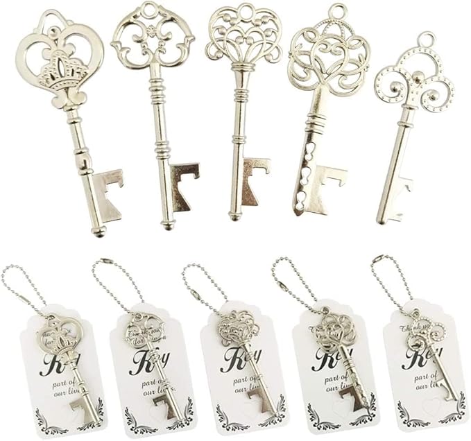 WODEGIFT 50pcs Vintage Skeleton Key Bottle Opener, Bridal Shower Favors - Image 2