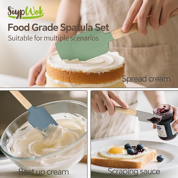 Silicone Spatula Set, Food Grade Rubber Spatula-4 Piece Nonstick Rubber Spatulas - Image 3