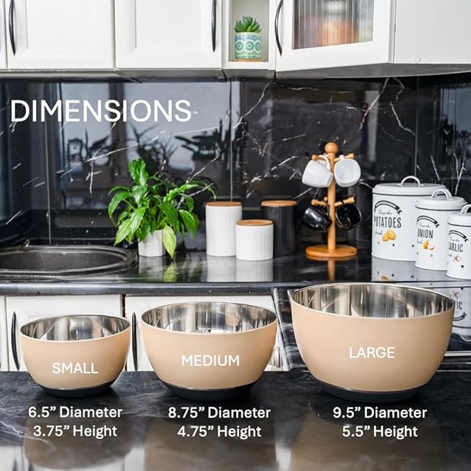 WHYSKO Stainless Steel Mixing Bowls Set of 3 - Image 8