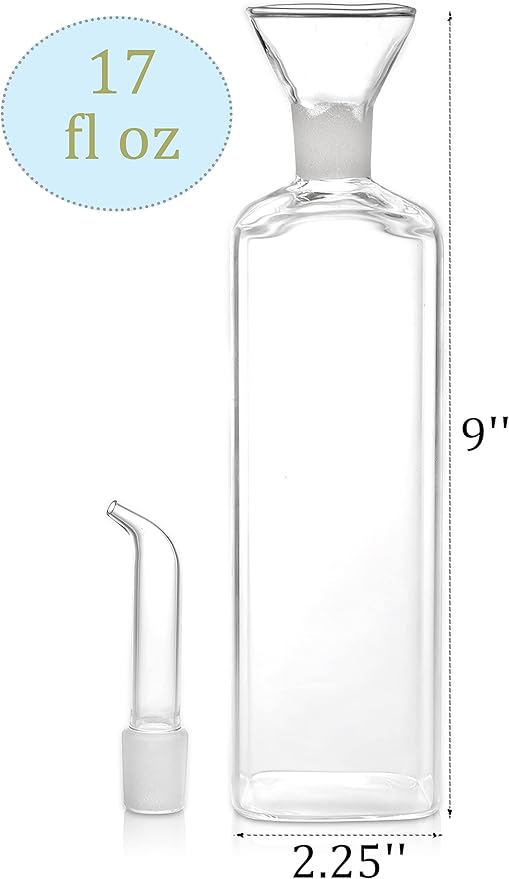 Yesland 2 Pack Olive Oil Bottle - 17 Oz Glass Oil Dispenser Vinegar Cruet - Oil - Image 2