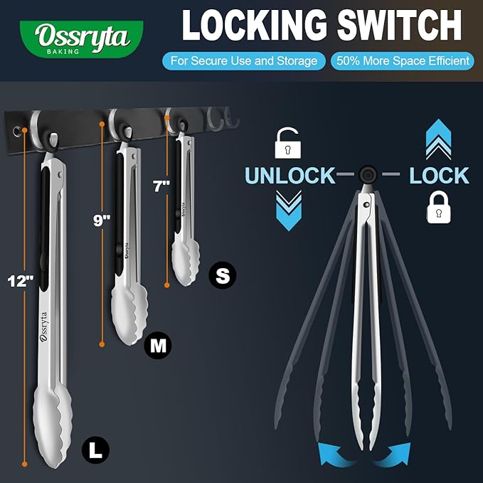 Stainless Steel Cooking Tongs Set of 3 - Image 6