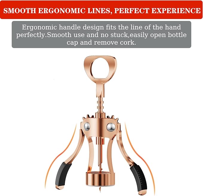 KORCCI Wine Opener, Heavy-Duty Zinc Alloy Wing Corkscrew, Premium Beer Bottle - Image 6