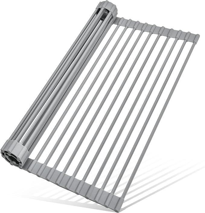 MERRYBOX Roll Up Over The Sink Dish Drying Rack Silicone Wrapped Foldable by MERRYBOX
