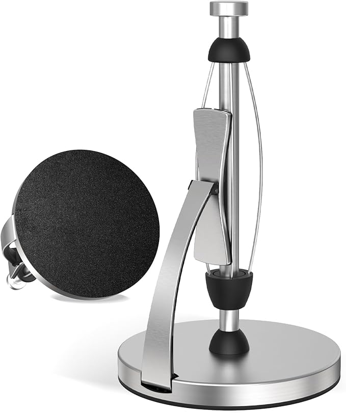 VEHHE Paper Towel Holder Countertop, One-Handed Tear, Stainless Steel, Stand by VEHHE