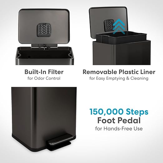 Simpli-Magic 13.2 Gallon Step Trash Can – Kitchen Garbage Can - Image 5