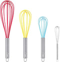 HOTEC 4 Pieces Silicone Whisks Set, Wire Balloon Whisks Egg Beater, Non-slip by Hotec