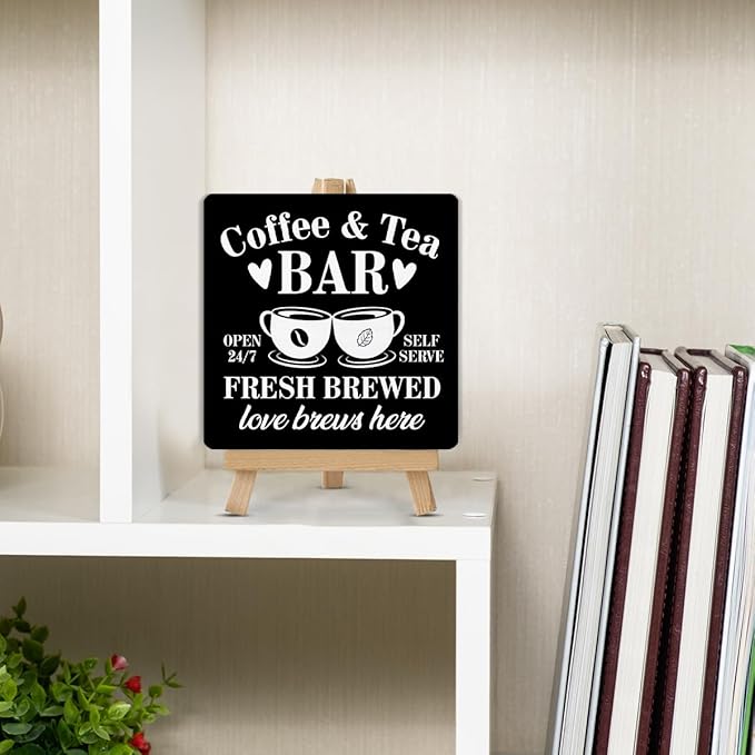 Coffee Bar Decor, Tea Station, Coffee and Tea Bar Wood Sign - Image 5